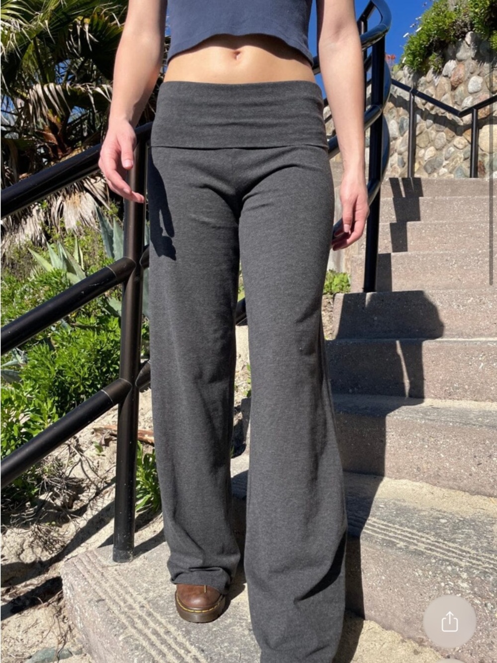 Brandy Melville Charcoal dark Gray Wide-Leg Lounge priscilla Pants